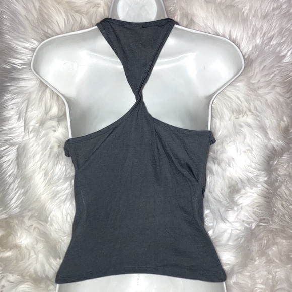 GYMSHARK Gray Palm Leaf Twisted Back Racerback Tank Top S - Picture 3 of 16